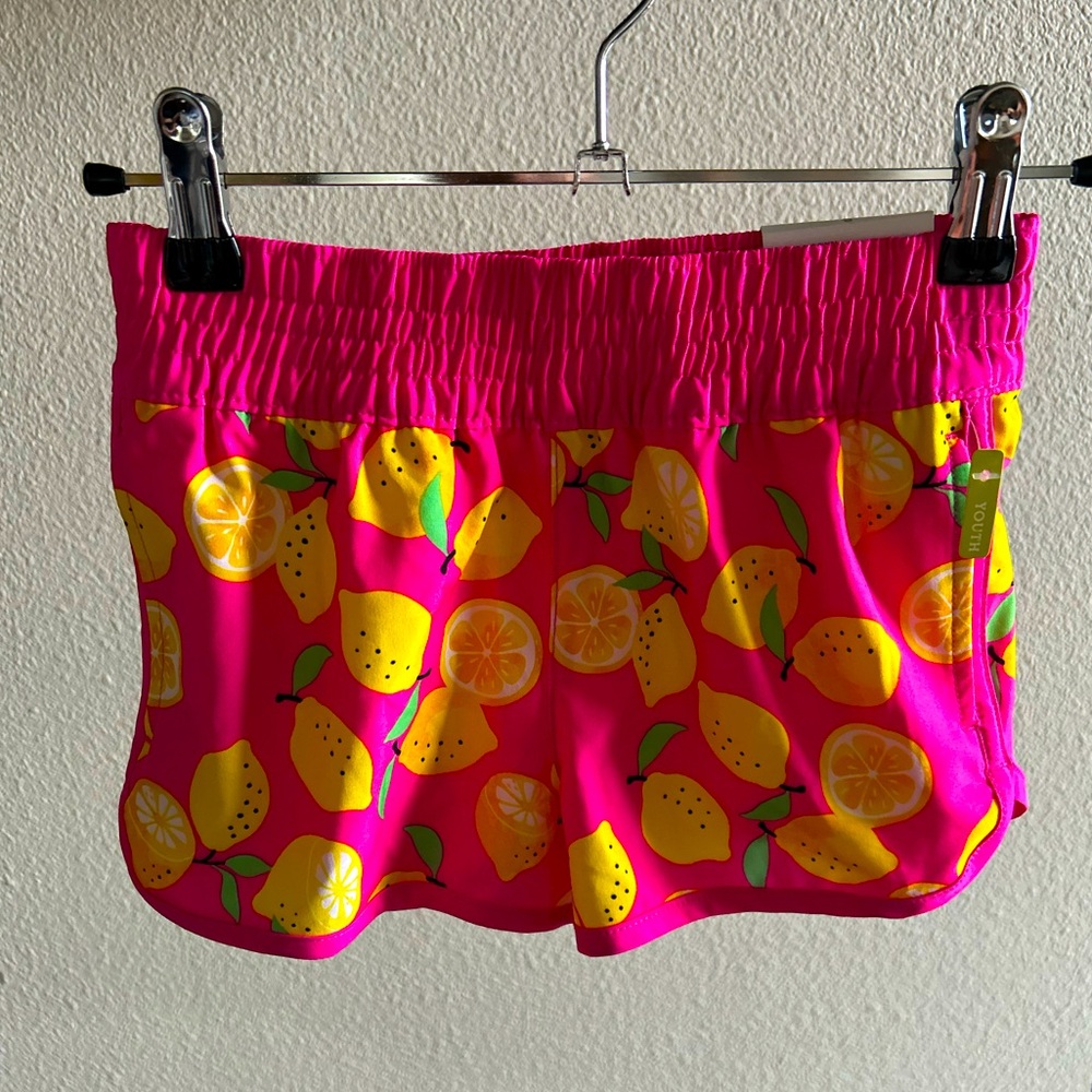 Girls Lemon Print Board Shorts